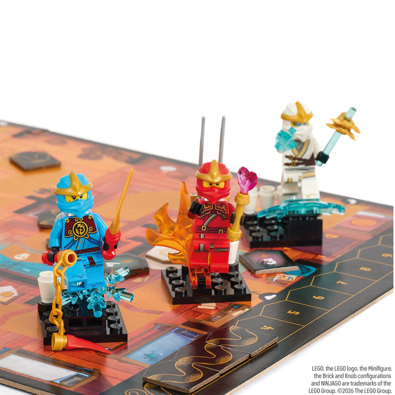 Load image into Gallery viewer, LEGO Ninjago Destiny's Bounty Adventures Board Game - view of LEGO ninja figures in blue, red, and white outfits.