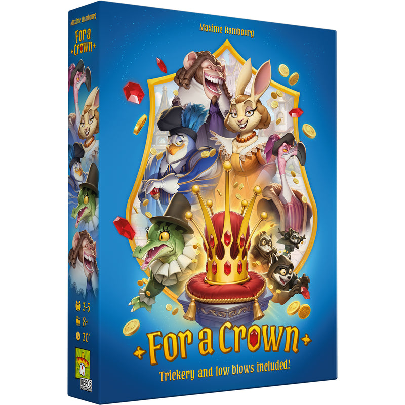 Load image into Gallery viewer, For A Crown Board Game - front of box featuring art of a crown and animal characters.