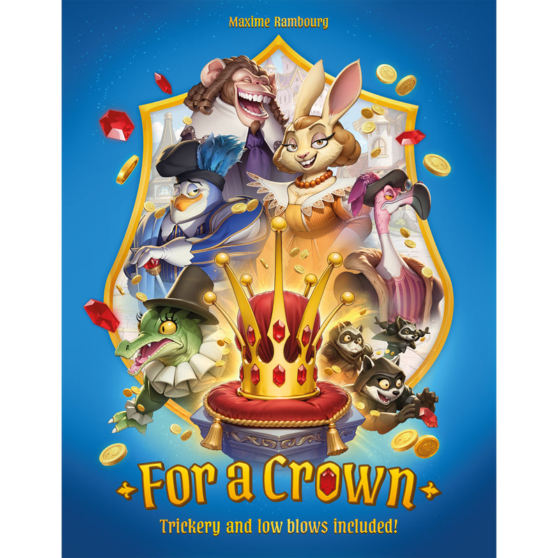 Load image into Gallery viewer, For A Crown Board Game - front of box featuring art of a crown and animal characters.