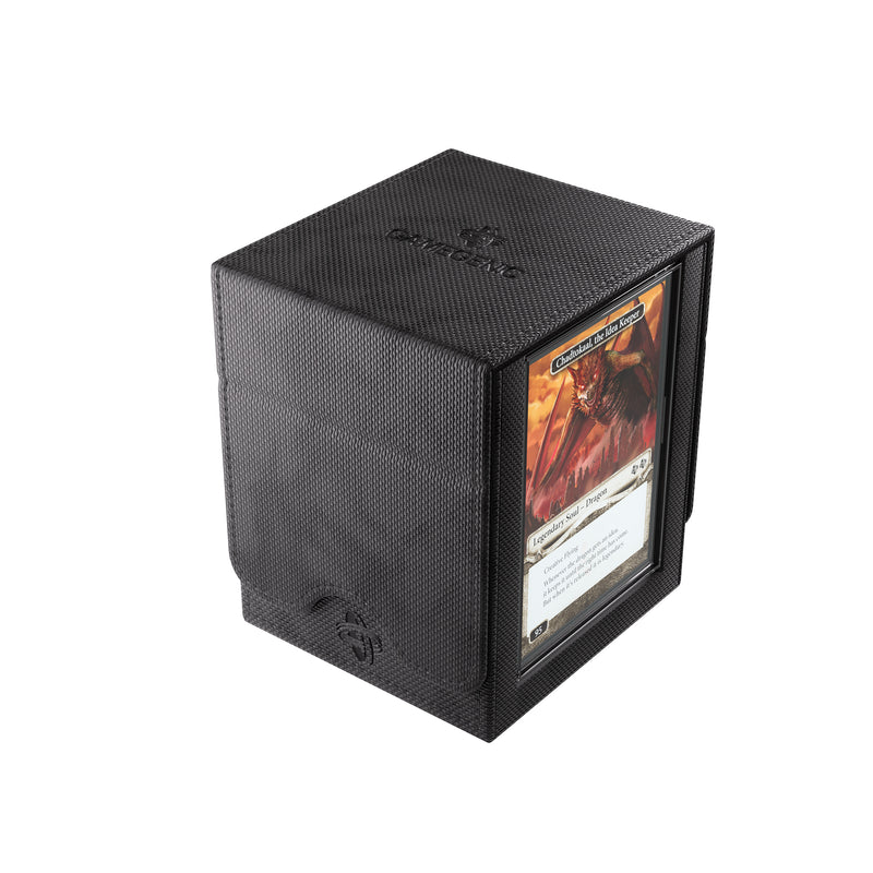Load image into Gallery viewer, Squire Plus 100+ XL Convertible Black - view of side of box showing sample card in slide card case.