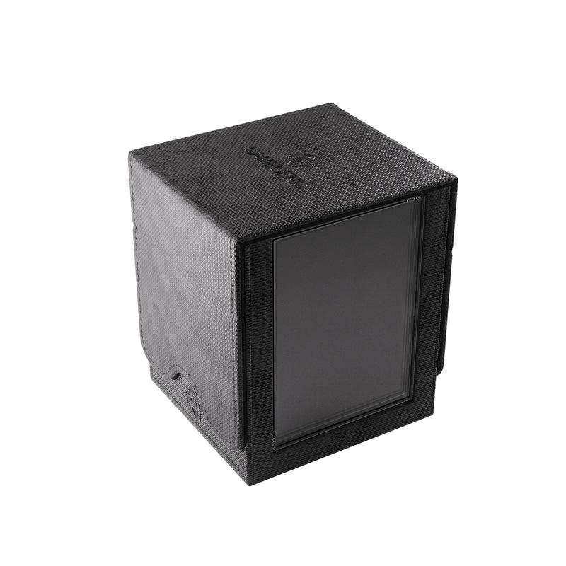 Load image into Gallery viewer, Squire Plus 100+ XL Convertible Black - view of front of deck box with gamegenic branding on top and slide card case on the side.