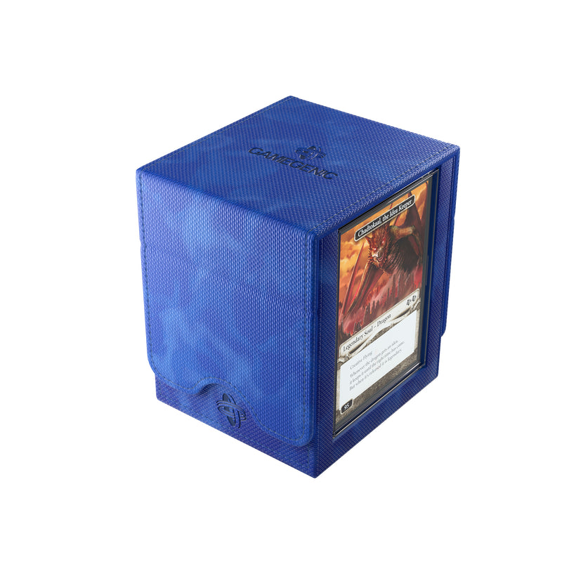 Load image into Gallery viewer, Squire Plus 100+ XL Convertible Blue - view of side of box showing sample card in slide card case.