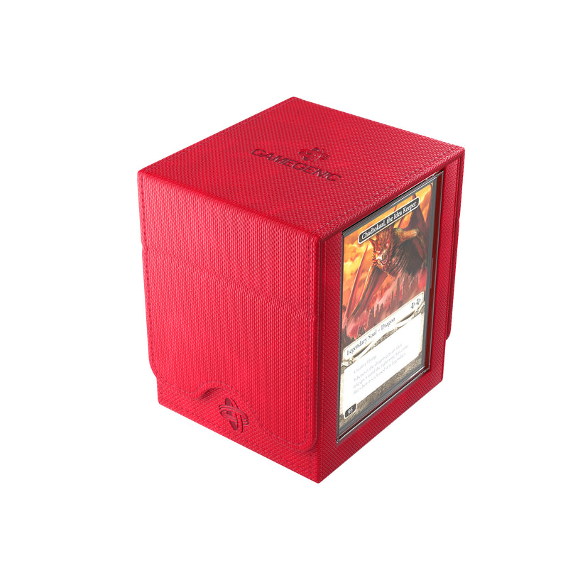 Load image into Gallery viewer, Squire Plus 100+ XL Convertible Red - view of side of box showing sample card in slide card case.