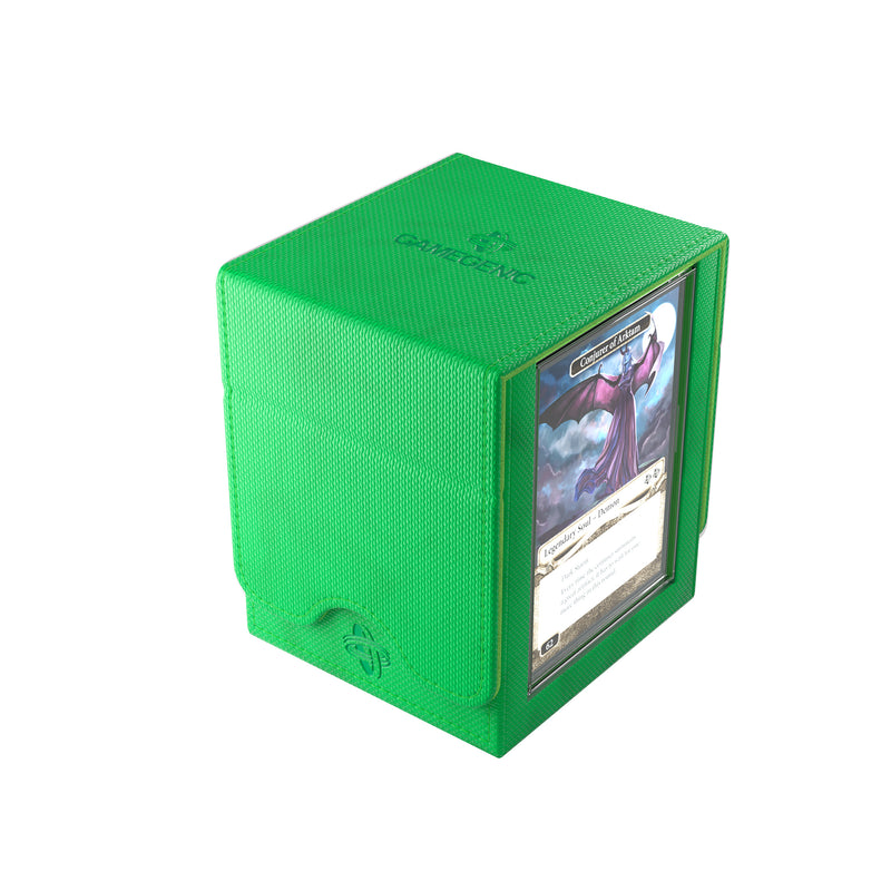 Load image into Gallery viewer, Squire Plus 100+ XL Convertible Green - view of side of box showing sample card in slide card case.