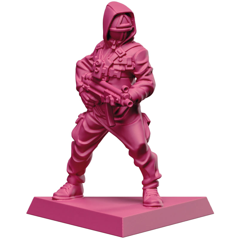 Load image into Gallery viewer, Zombicide Squid Game Expansion - Pink soldier miniature displayed.