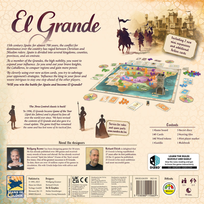 Load image into Gallery viewer, Back of the box view for Board Game El Grande with product information and summary.