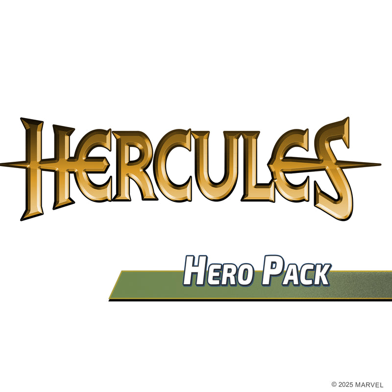 Load image into Gallery viewer, Hercules Hero Pack logo with gold text on a white background