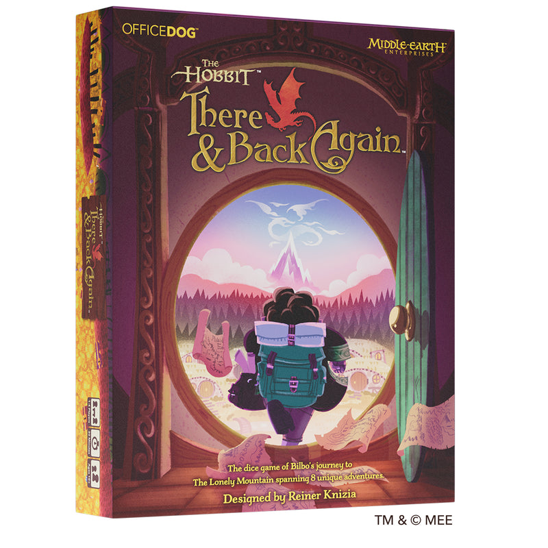 Load image into Gallery viewer, The Hobbit: There and Back Again Card Game - front of packaging featuring art of Bilbo Baggins leaving his hobbit home.