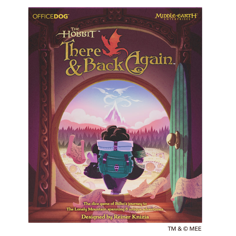 Load image into Gallery viewer, The Hobbit: There and Back Again Card Game - front of packaging featuring art of Bilbo Baggins leaving his hobbit home.