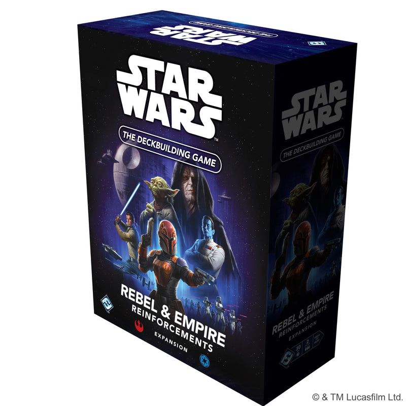 Load image into Gallery viewer, Star Wars: The Deckbuilding Game – Rebel & Empire Reinforcements Expansion - front of box with artwork of Star Wars characters.