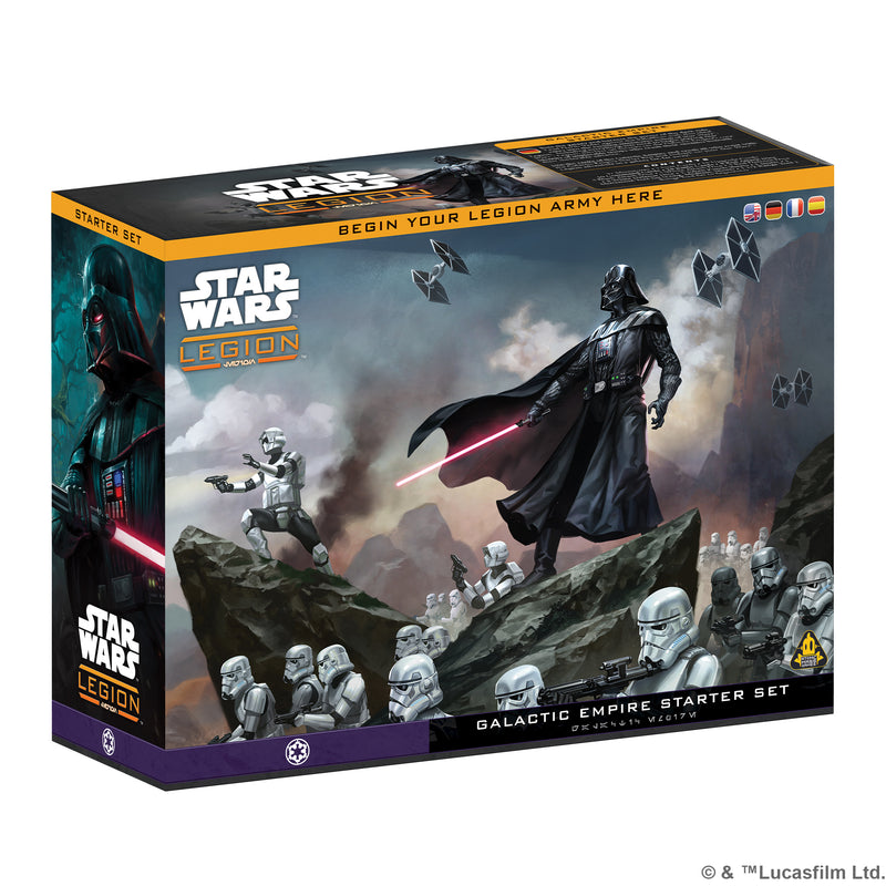 Load image into Gallery viewer, Star Wars: Legion – Galactic Empire Starter Set - front of box featuring art of Darth Vader and storm troopers.