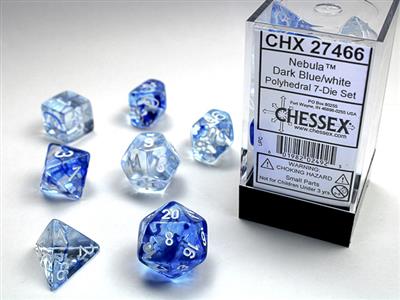 Nebula® Polyhedral Dark Blue/white 7-Die Set – Asmodee USA