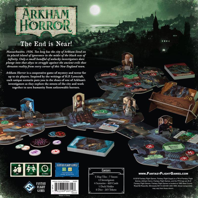 Load image into Gallery viewer, Arkham Horror Third Edition Board Game - Back of Box
