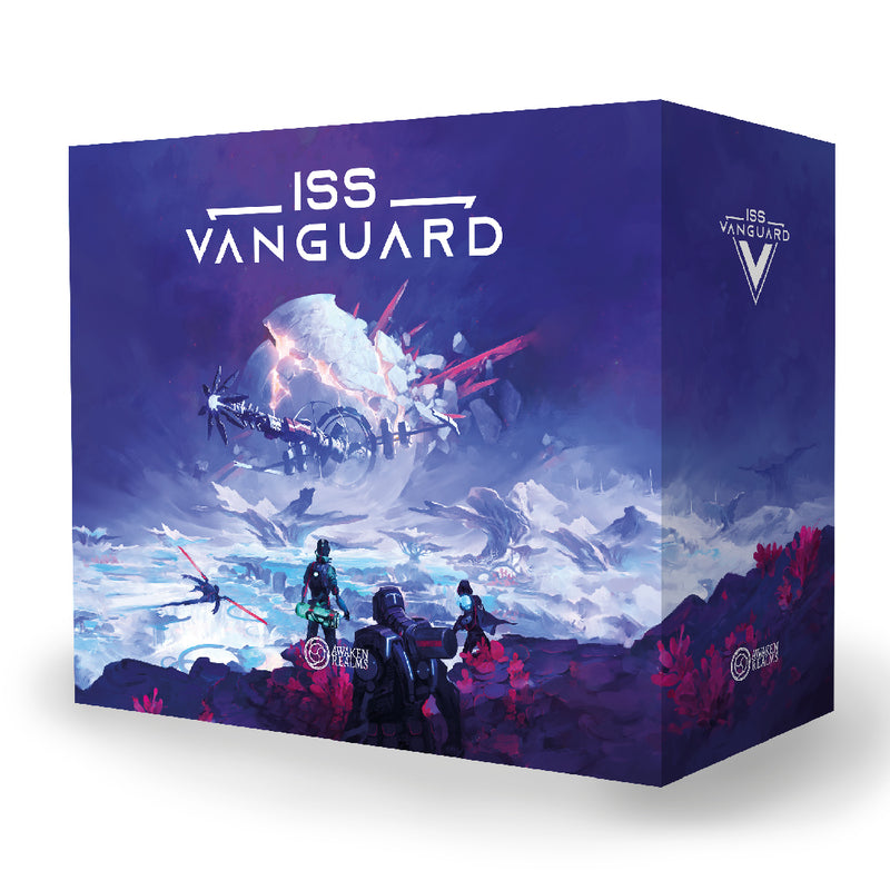 Load image into Gallery viewer, ISS Vanguard Board Game - front of box with sci-fi art design.