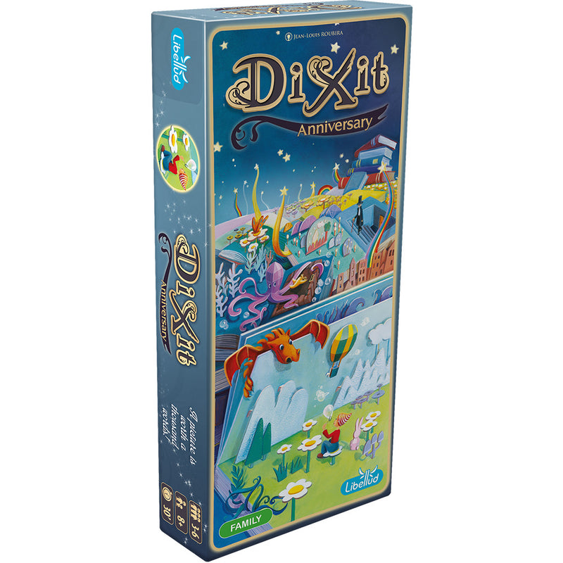 Load image into Gallery viewer, Dixit: Anniversary Board Game Expansion - front of box featuring illustration of pop-up book.