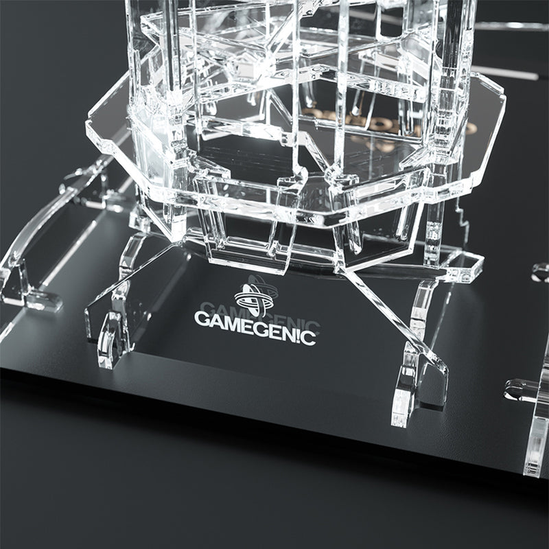Load image into Gallery viewer, Up-close logo view of Crystal Twister Premium Dice Tower by Gamegenic.