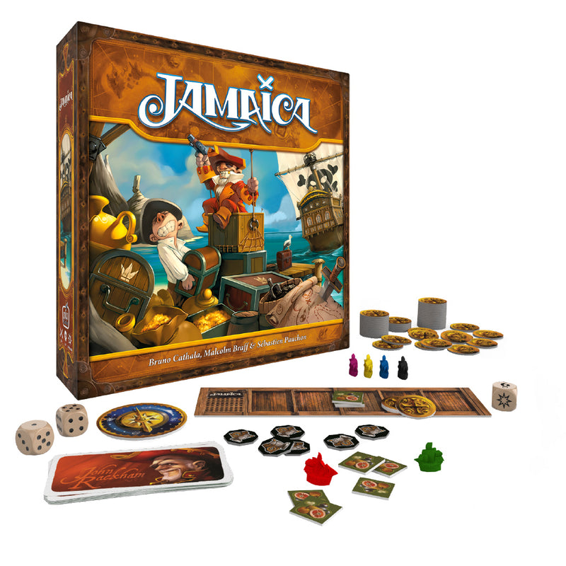Load image into Gallery viewer, Game box displayed with various components in front of it.