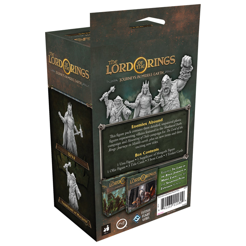Load image into Gallery viewer, The Lord of the Ring - Journeys in Middle-Earth: Dwellers in Darkness Figure Pack - back of box with game overview and images game components.