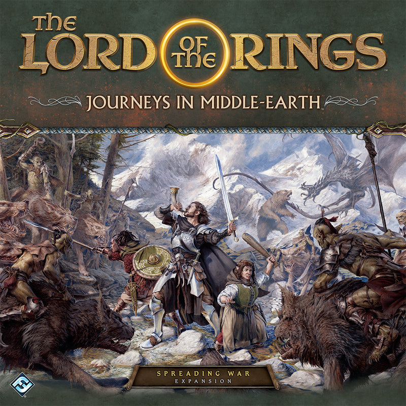 Load image into Gallery viewer, The Lord of the Rings - Journeys in Middle-Earth: Spreading War Expansion - Front of box with art work of Lord of the Rings characters.
