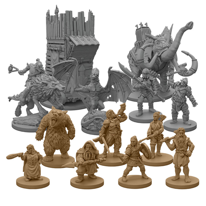 Load image into Gallery viewer, The Lord of the Rings - Journeys in Middle-Earth: Spreading War Expansion - sample of hero and monster miniatures.