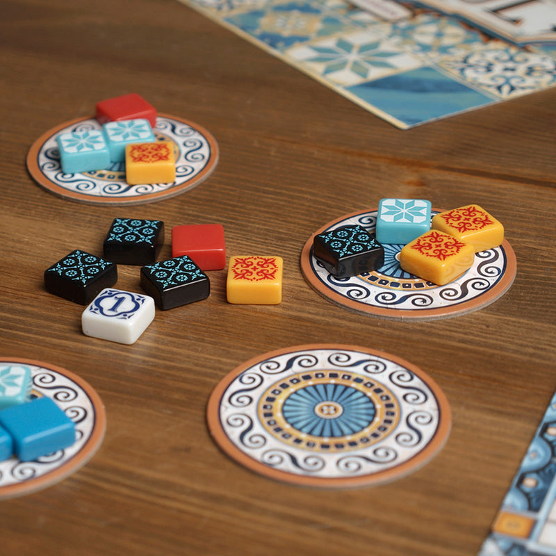 Load image into Gallery viewer, Azul Board Game - view of factory displays and resin.