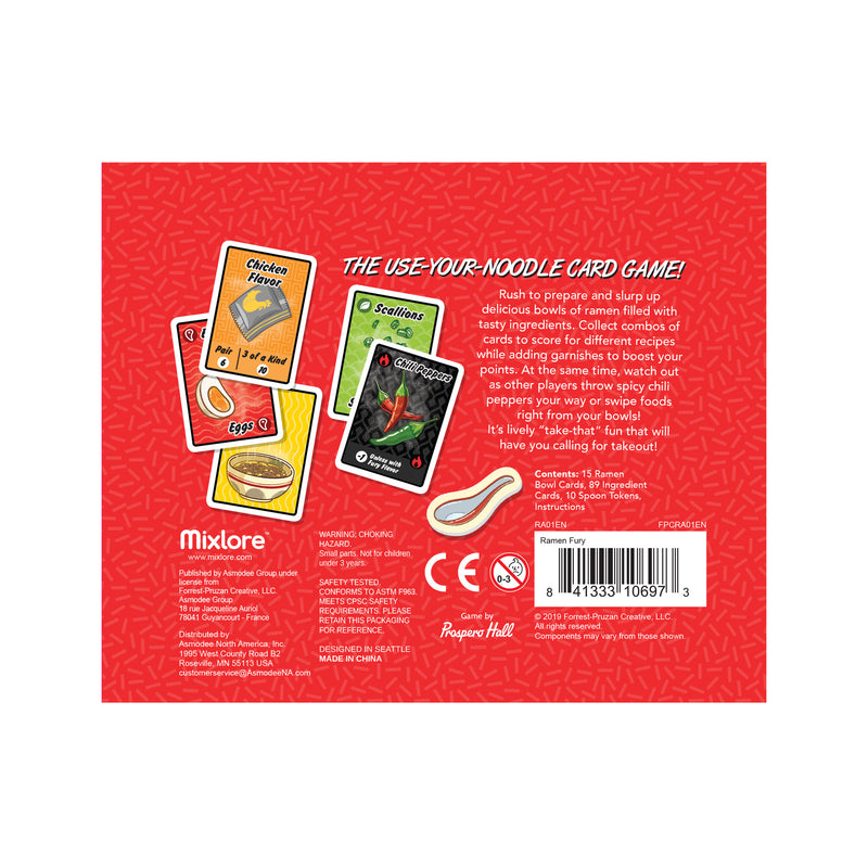 Load image into Gallery viewer, Ramen Fury Card Game - back of packaging with overview and images of game cards.