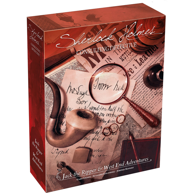 Load image into Gallery viewer, Sherlock Holmes: Jack the Ripper and West End Adventures Board Game - front of box featuring Sherlock Holmes themed design.
