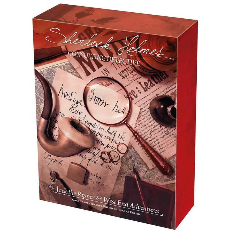 Load image into Gallery viewer, Sherlock Holmes: Jack the Ripper and West End Adventures Board Game - front of box featuring Sherlock Holmes themed design.