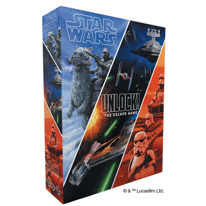 Load image into Gallery viewer, Star Wars UNLOCK! Card Game - front of box featuring three Star Wars illustrations.
