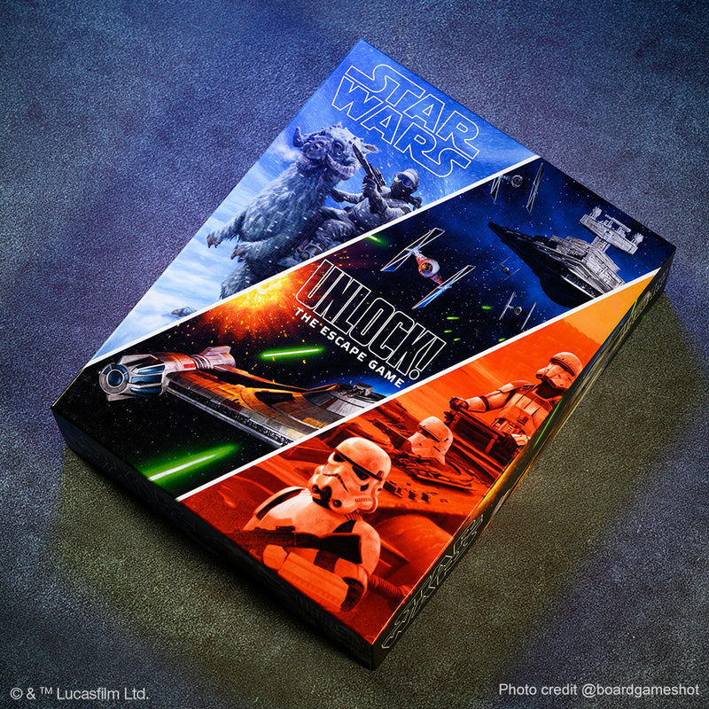 Load image into Gallery viewer, Star Wars UNLOCK! Card Game - front of box featuring three Star Wars illustrations.