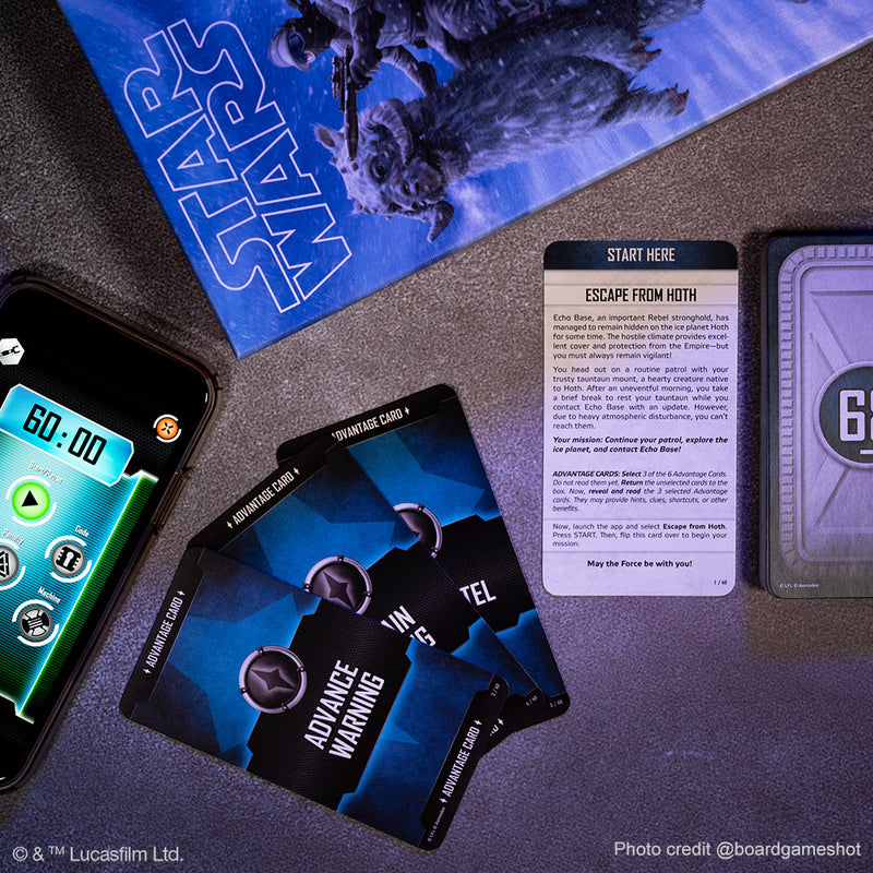 Load image into Gallery viewer, Star Wars UNLOCK! Card Game - sample components from Escape from Hoth adventure.