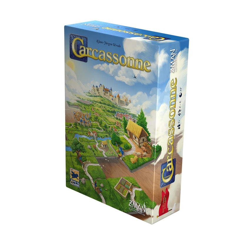 Load image into Gallery viewer, Carcassonne Board Game front of box with landscape art.