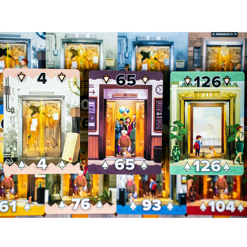 Load image into Gallery viewer, Up or Down? Card Game - sample cards shown with different numbers and arrows pointing up and down. 
