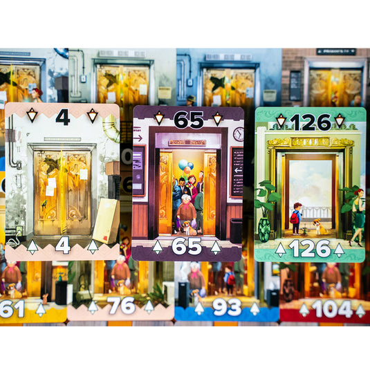 Up or Down? Card Game - sample cards shown with different numbers and arrows pointing up and down. 