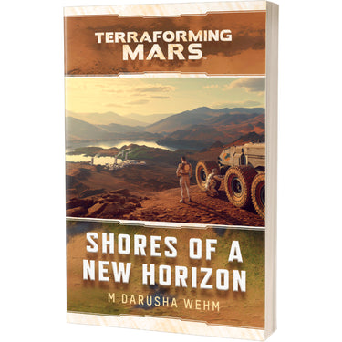 Shores of a New Horizon book cover with illustration of men on mars.