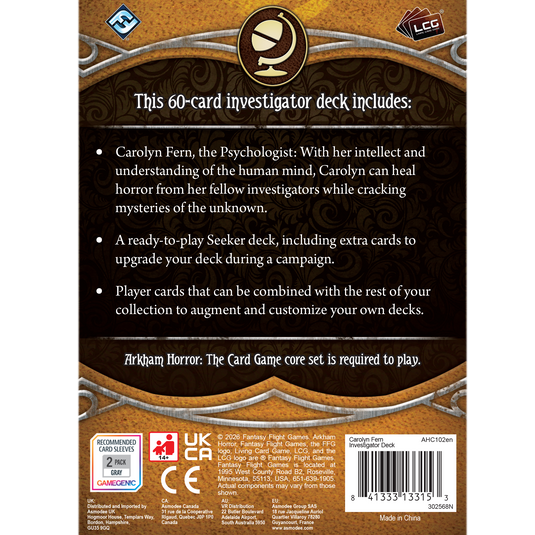 Arkham Horror: The Card Game - Carolyn Fern Investigator Deck Arkham Horror: The Card Game - Carolyn Fern Investigator Deck