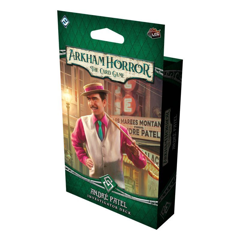 Load image into Gallery viewer, Arkham Horror The Card Game Andre Patel Investigator Deck packaging on a white background

