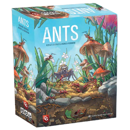 Ants Board Game - Front of box with illustration of ants colony. 