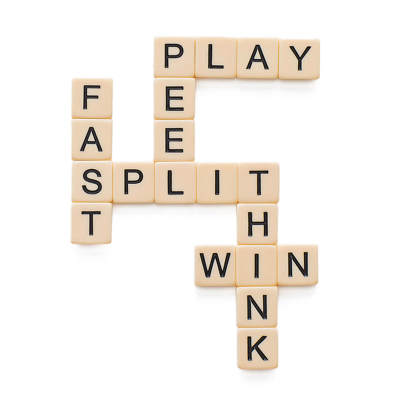 Load image into Gallery viewer, Game tiles spelling out 'PLAY FAST SPLIT THINK WIN PEEL' on a white background
