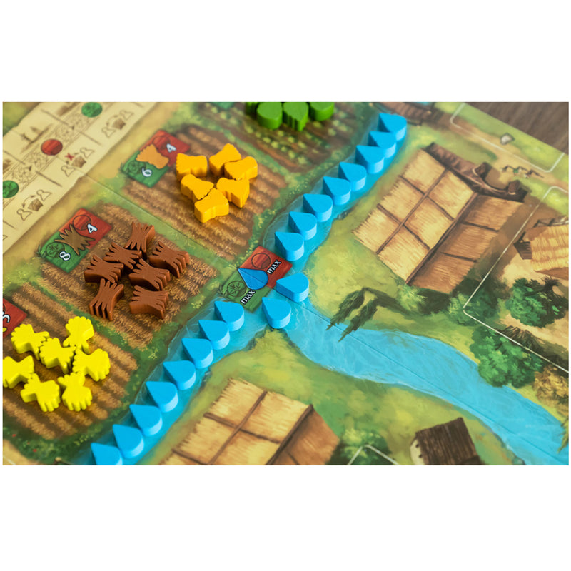 Load image into Gallery viewer, Beer &amp; Bread Board Game - sample resource tokens shaped like white and water drops.

