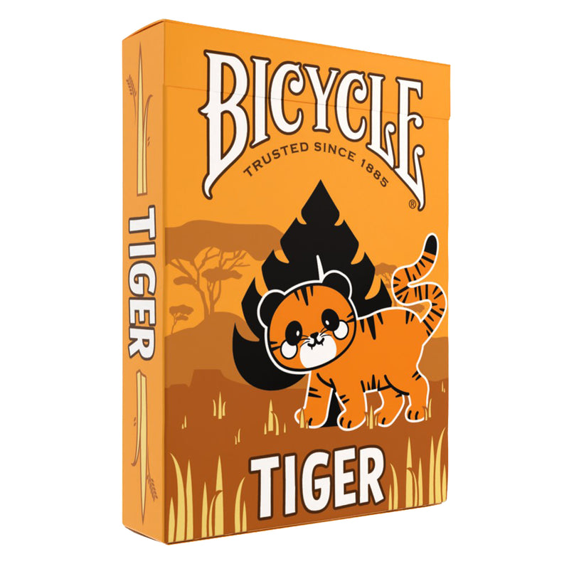 Load image into Gallery viewer, Bicycle Tiger Playing Cards - front of packaging featuring cartoon art of tiger.
