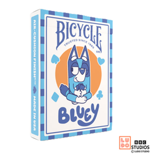 Bicycle Bluey Playing Cards - front of packaging featuring art of Bluey