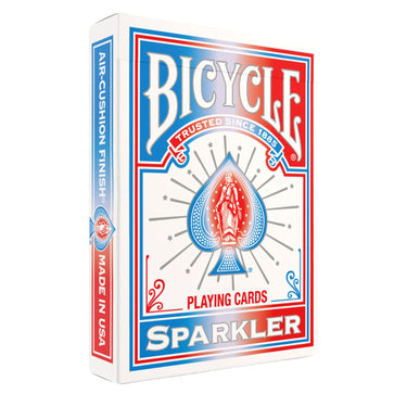 Bicycle Sparkler Playing Cards - front of packaging with red white and blue design. 