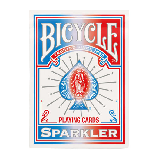Bicycle Sparkler Playing Cards - front of packaging with red white and blue design. 