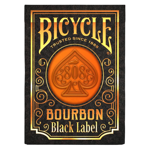 Bicycle Bourbon Black Label Playing Cards - Front of packaging with image of a spade with 808 inside. 