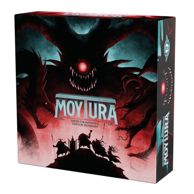 Load image into Gallery viewer, Moytura Board Game - front of box featuring art of heroes and monsters.
