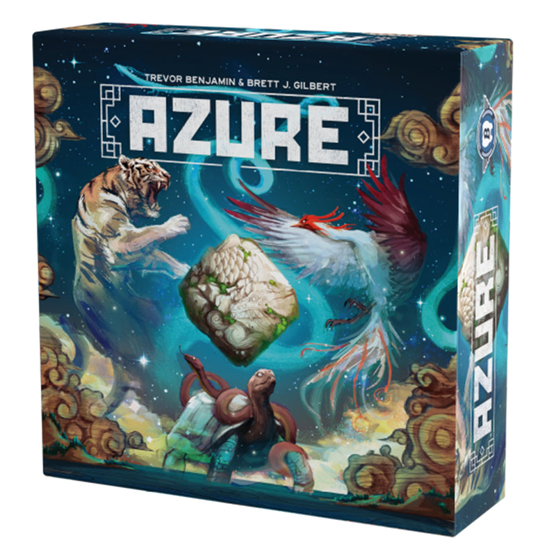 Load image into Gallery viewer, Azure Board Game - front of box featuring illustrations of the four auspicious beasts.
