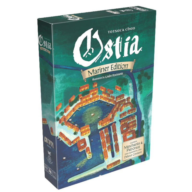 Load image into Gallery viewer, Ostia: Mariner Edition - Front of box featuring art of buildings surounding a lake.
