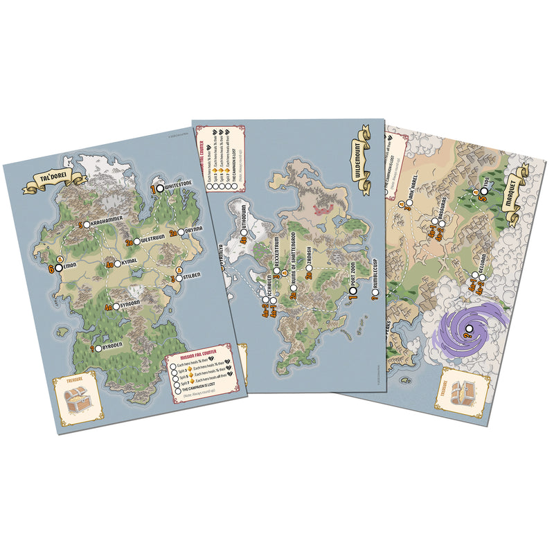Load image into Gallery viewer, Codenames: Critical Role Adventures - Three campaign maps shown.
