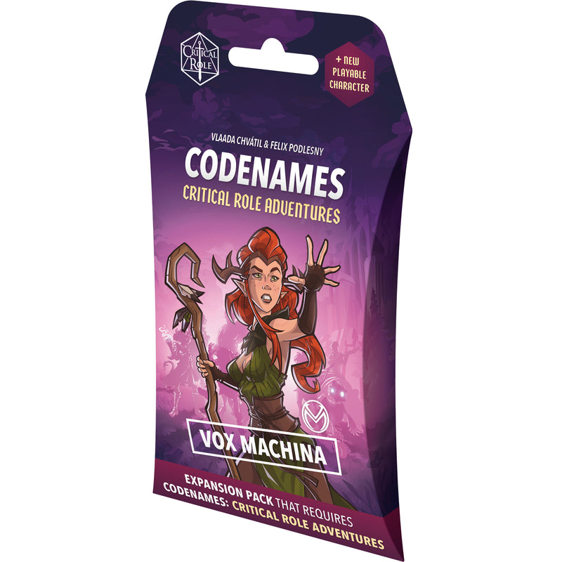 Load image into Gallery viewer, Codenames: Critical Role Adventures Vox Machina Expansion Pack - Front of packaging featuring art of Vox Machina character.
